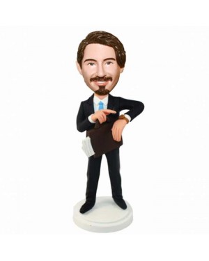 BUSINESS OFFICE MAN LOOKING AT HIS WATCH CUSTOM FIGURE BOBBLEHEAD