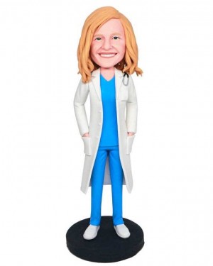 FEMALE DOCTOR IN WHITE COAT CUSTOM FIGURE BOBBLEHEADS