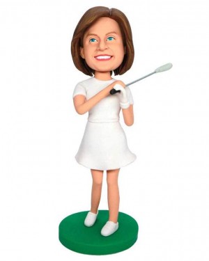 FEMALE GOLFER SWINGING GOLF CLUB CUSTOM FIGURE BOBBLEHEADS