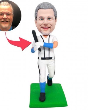 MALE BASEBALL PLAYER WAVING BASEBALL BAT CUSTOM FIGURE BOBBLEHEADS