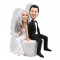 FUNNY BRIDE CARRYING GROOM CUSTOM WEDDING BOBBLEHEAD CAKE TOPPER