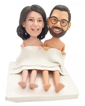 VALENTINE GIFTS -FUNNY CUSTOM COUPLE BOBBLEHEADS IN BLANKET