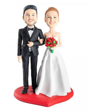 CUSTOM UNIQUE BRIDE AND GROOM WEDDING BOBBLEHEAD CAKE TOPPER